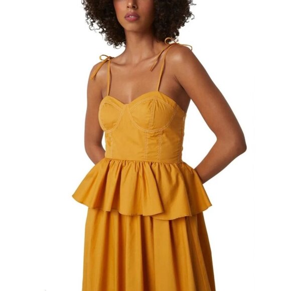 NWT Misa Los Angeles Rosie Cotton Poplin Maxi Dress Sweetheart Neckline Yellow L - Picture 13 of 16